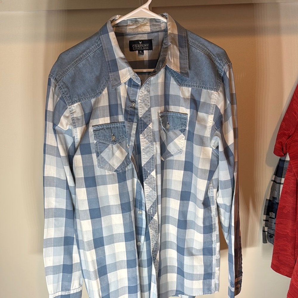 Company Eighty One Blue Plaid Men's Shirt Size XL